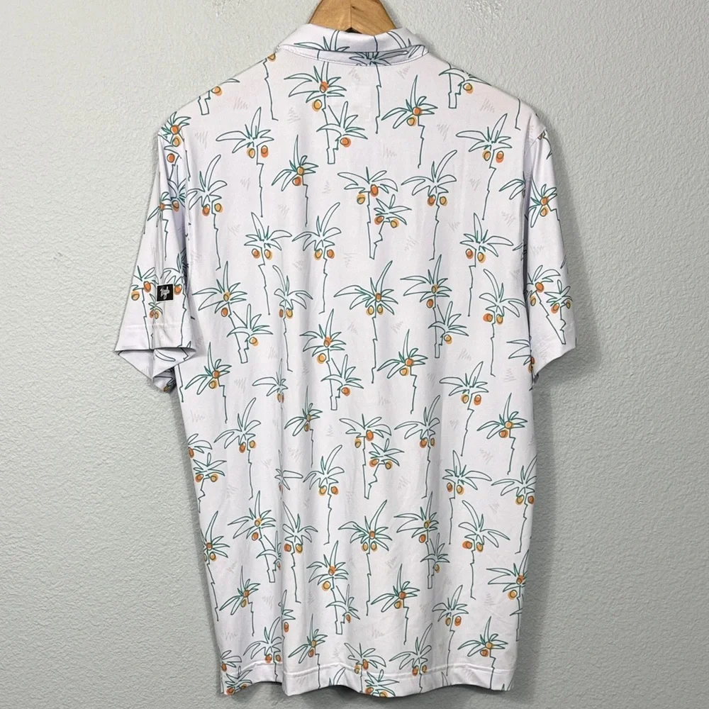 Waggle Men's Coconut Grove Palm Golf Polo Shirt - Picture 4 of 4